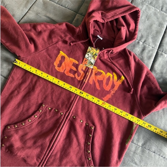 Ed Hardy Punks Not Dead Full Zip Hoodie, studded and embellished NWT - Picture 5 of 8